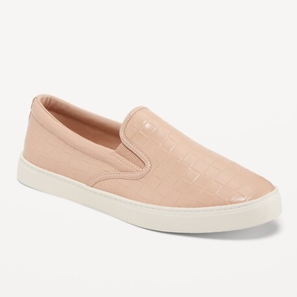 Old Navy Pink Faux Leather Slip-On Sneakers size 8, NWT
